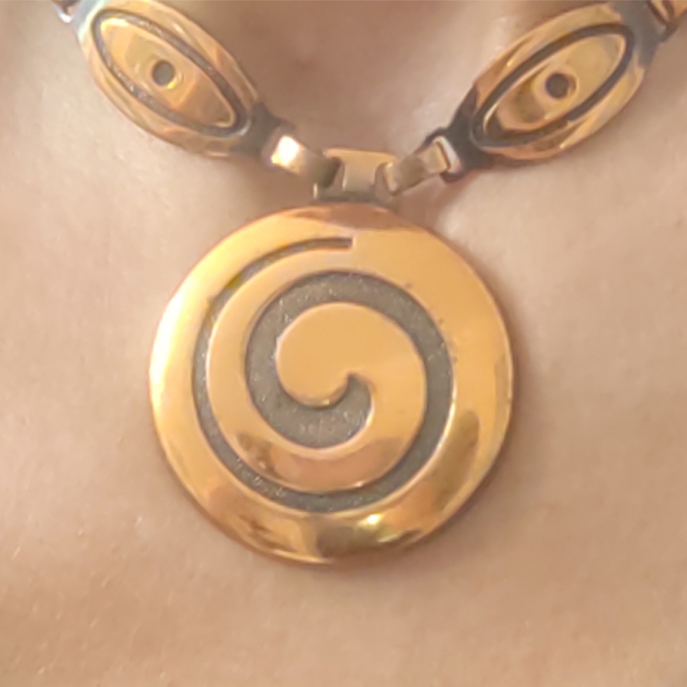 Vintage Oversized Mid-Century Modern Copper Necklace - Picture 3 of 6